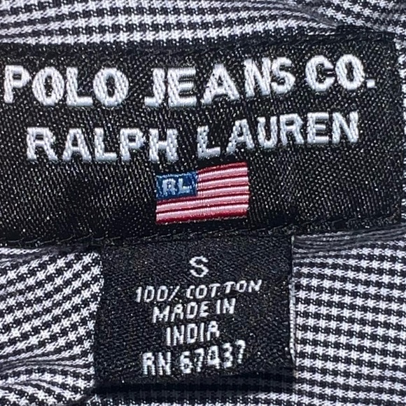 SOLD Ralph Lauren Polo Jeans Co. Short Sleeve Button Down Gingham Checked Top, S - Picture 12 of 15